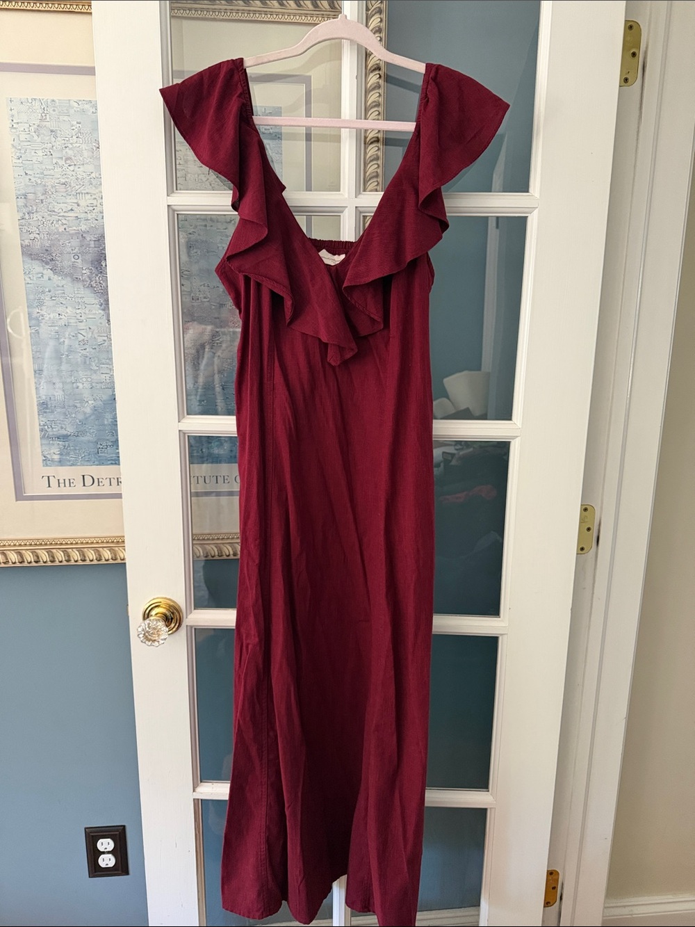 Universal Thread Burgundy Ruffle-Trim Maxi Dress